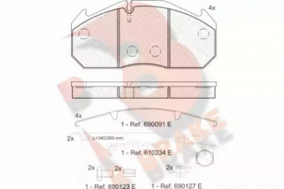 R BRAKE rb1040112 -  Комплект тормозных колодок, дисковый тормоз